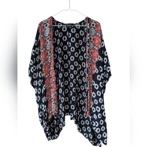 Angie Kimono Geometric Print Oversized Bohemian Open Cardigan Size Large